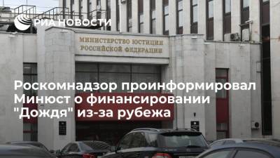 Тихон Дзядко - Роскомнадзор проинформировал Министерство Юстиции о финансировании телеканала "Дождь" из-за границы - ria.ru - Москва - Россия