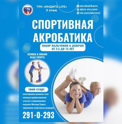 Секция спортивной акробатики «Акро-НН» открылась в «Индиго Life» - vgoroden.ru - Нижегородская обл.