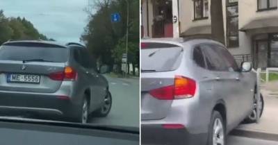ВИДЕО: пьяная женщина за рулем BMW въехала в барьер на улице Бривибас - rus.delfi.lv - Рига - Латвия