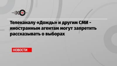 Элла Памфилова - Телеканалу «Дождь» и другим СМИ — иностранным агентам могут запретить рассказывать о выборах - echo.msk.ru