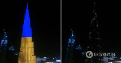 Бурдж-Халифа: самое высокое здание в мире в Дубае подсветили как флаг Украины. Видео - obozrevatel.com - Украина - Эмираты - Twitter