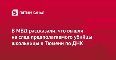 Ирина Волк - Анастасия Муравьева - В МВД рассказали, что вышли на след предполагаемого убийцы школьницы в Тюмени по ДНК - 5-tv.ru - Россия - Тюмень - Тюменская обл. - Сургут