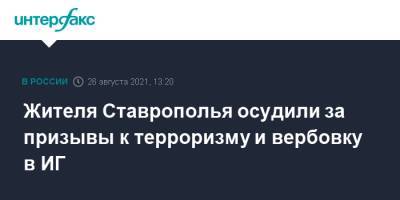 Жителя Ставрополья осудили за призывы к терроризму и вербовку в ИГ - interfax.ru - Москва - Россия - Сирия - Ростов-На-Дону - Ставрополье