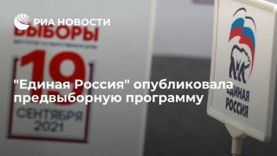 Партия "Единая Россия" опубликовала предвыборную программу, она состоит из 15 разделов - ria.ru - Москва - Россия