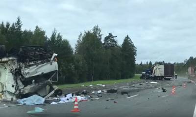 Появилось видео с места страшной аварии под Петрозаводском - gubdaily.ru - Ленинградская обл. - Мурманская обл. - Петрозаводск