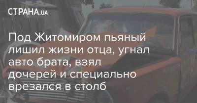 Под Житомиром пьяный лишил жизни отца, угнал авто брата, взял дочерей и специально врезался в столб - strana.ua - Украина - Житомир