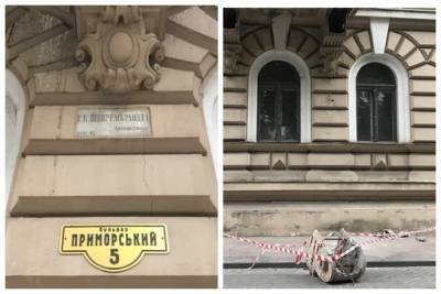 ЧП на Приморском бульваре в Одессе, кадры: рухнул крупный кусок и вырвал фонарь - politeka.net - Украина - Одесса