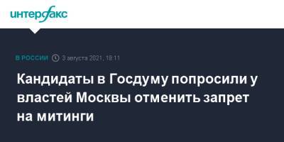 Сергей Собянин - Сергей Митрохин - Андрей Бабушкин - Лев Шлосберг - Кандидаты в Госдуму попросили у властей Москвы отменить запрет на митинги - interfax.ru - Москва