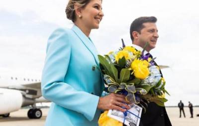 Владимир Зеленский - Елена Зеленская - Образ дня: Елена Зеленская прилетела в США в стильном голубом костюме (ФОТО) - skuke.net - США - Украина - Вашингтон
