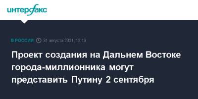 Владимир Путин - Дмитрий Песков - Проект создания на Дальнем Востоке города-миллионника могут представить Путину 2 сентября - interfax.ru - Москва - Россия - окр. Дальневосточный - Дальний Восток