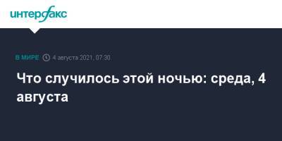 Что случилось этой ночью: среда, 4 августа - interfax.ru - Москва - США - Нью-Йорк