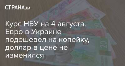 Курс НБУ на 4 августа. Евро в Украине подешевел на копейку, доллар в цене не изменился - strana.ua - Украина