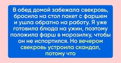 В субботу в обед домой забежала свекровь, бросила на стол пакет с фаршем и ушла обратно на работу - skuke.net