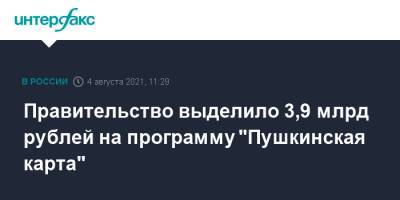 Михаил Мишустин - Правительство выделило 3,9 млрд рублей на программу "Пушкинская карта" - interfax.ru - Москва - Россия