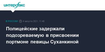 Маргарита Суханкина - Полицейские задержали подозреваемую в присвоении портмоне певицы Суханкиной - interfax.ru - Москва - Россия - Тула - Тульская обл.