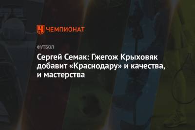 Сергей Семак - Гжегож Крыховяк - Сергей Семак: Гжегож Крыховяк добавит «Краснодару» и качества, и мастерства - championat.com - Краснодар