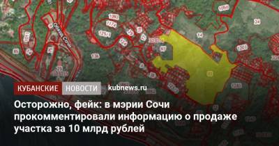 Осторожно, фейк: в мэрии Сочи прокомментировали информацию о продаже участка за 10 млрд рублей - kubnews.ru - Сочи - Краснодарский край