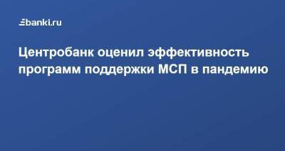 Центробанк оценил эффективность программ поддержки МСП в пандемию - smartmoney.one - Россия