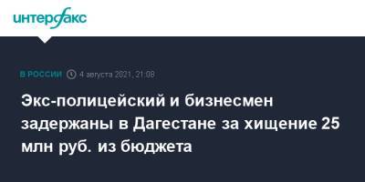 Экс-полицейский и бизнесмен задержаны в Дагестане за хищение 25 млн руб. из бюджета - interfax.ru - Москва - Россия - респ. Дагестан