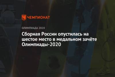 Сборная России опустилась на шестое место в медальном зачёте Олимпиады-2021 - championat.com - Россия - Китай - США - Токио - Англия - Япония