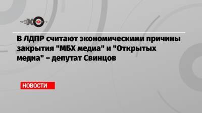 Андрей Свинцов - В ЛДПР считают экономическими причины закрытия «МБХ медиа» и «Открытых медиа» – депутат Свинцов - echo.msk.ru - Москва - Россия