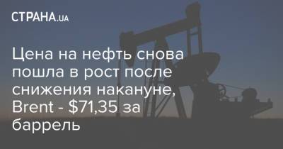 Цена на нефть снова пошла в рост после снижения накануне, Brent - $71,35 за баррель - strana.ua - США - Украина - Лондон - Нью-Йорк