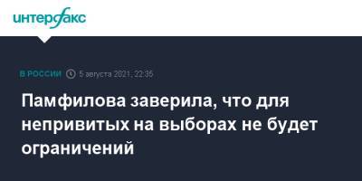 Владимир Путин - Элла Памфилова - Памфилова заверила, что для непривитых на выборах не будет ограничений - interfax.ru - Москва - Россия