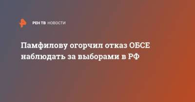 Элла Памфилова - Памфилову огорчил отказ ОБСЕ наблюдать за выборами в РФ - ren.tv - Россия