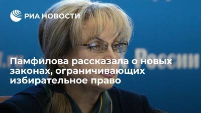 Элла Памфилова - Глава ЦИК Памфилова: прибавилось 50 новых составов преступлений, ограничивающих избирательное право - ria.ru - Москва - Россия