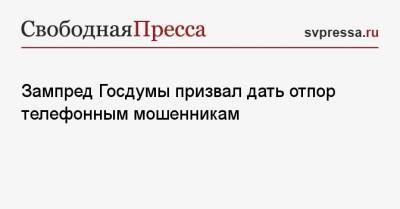Петр Толстой - Зампред Госдумы призвал дать отпор телефонным мошенникам - svpressa.ru - Московская обл.