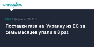 Поставки газа на Украину из ЕС за семь месяцев упали в 8 раз - interfax.ru - Москва - Украина - Венгрия - Польша