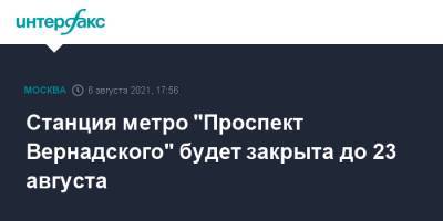 Станция метро "Проспект Вернадского" будет закрыта до 23 августа - interfax.ru - Москва
