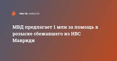 Владимир Маругов - МВД предлагает 1 млн за помощь в розыске сбежавшего из ИВС Мавриди - ren.tv - Россия
