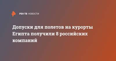 Допуски для полетов на курорты Египта получили 8 российских компаний - ren.tv - Россия - Египет