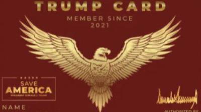 Дональд Трамп - Трамп - Дизайн новых карточек Трампа для «самых преданных» сторонников сравнили с нацистской символикой - usa.one - США