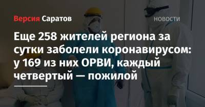 Еще 258 жителей региона за сутки заболели коронавирусом: у 169 из них ОРВИ, каждый четвертый — пожилой - nversia.ru - Саратовская обл. - Саратов - район Энгельсский