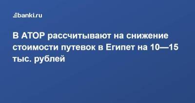 Дмитрий Горин - В АТОР рассчитывают на снижение стоимости путевок в Египет на 10—15 тыс. рублей - smartmoney.one - Россия - Египет