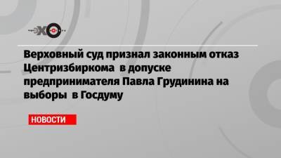 Элла Памфилова - Павел Грудинин - Верховный суд признал законным отказ Центризбиркома в допуске предпринимателя Павла Грудинина на выборы в Госдуму - echo.msk.ru - Россия