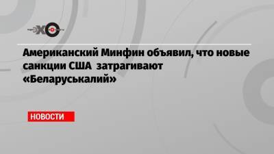 Американский Минфин объявил, что новые санкции США затрагивают «Беларуськалий» - echo.msk.ru - США - Англия - Белоруссия - Канада