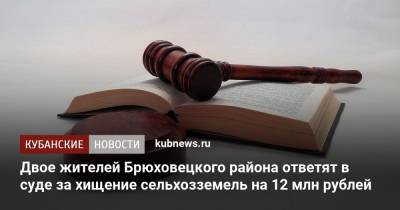 Двое жителей Брюховецкого района ответят в суде за хищение сельхозземель на 12 млн рублей - kubnews.ru - Краснодарский край