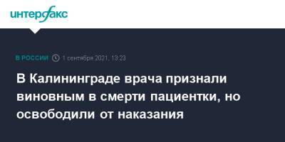 В Калининграде врача признали виновным в смерти пациентки, но освободили от наказания - interfax.ru - Москва - Россия - Калининград