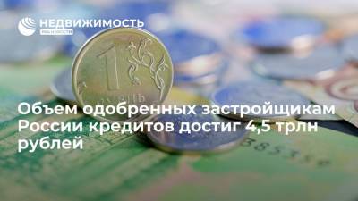 Объем одобренных застройщикам России кредитов достиг 4,5 трлн рублей - realty.ria.ru - Москва - Россия