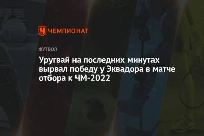Уругвай на последних минутах вырвал победу у Эквадора в матче отбора к ЧМ-2022 - championat.com - Эквадор - Уругвай - Монтевидео