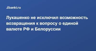Владимир Путин - Александр Лукашенко - Лукашенко не исключил возможность возвращения к вопросу о единой валюте РФ и Белоруссии - smartmoney.one - Россия - Белоруссия