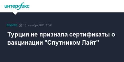 Турция не признала сертификаты о вакцинации "Спутником Лайт" - interfax.ru - Москва - Россия - Турция