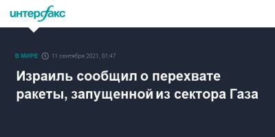 Израиль сообщил о перехвате ракеты, запущенной из сектора Газа - interfax.ru - Москва - Израиль - Иерусалим