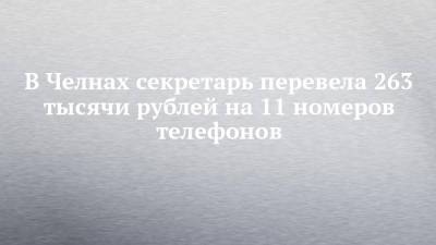 В Челнах секретарь перевела 263 тысячи рублей на 11 номеров телефонов - chelny-izvest.ru - Россия - Набережные Челны