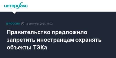Правительство предложило запретить иностранцам охранять объекты ТЭКа - interfax.ru - Москва