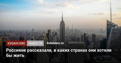 Россияне рассказали, в каких странах они хотели бы жить - kubnews.ru - Россия - США - Швейцария - Италия - Канада