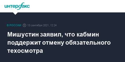 Марат Хуснуллин - Михаил Мишустин - Мишустин заявил, что кабмин поддержит отмену обязательного техосмотра - interfax.ru - Москва - Россия